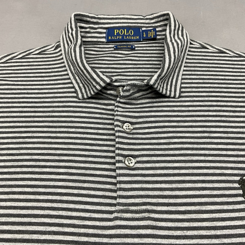 Polo Ralph Lauren Polo Men’s Shirt Large Dark Gray/Gray Striped